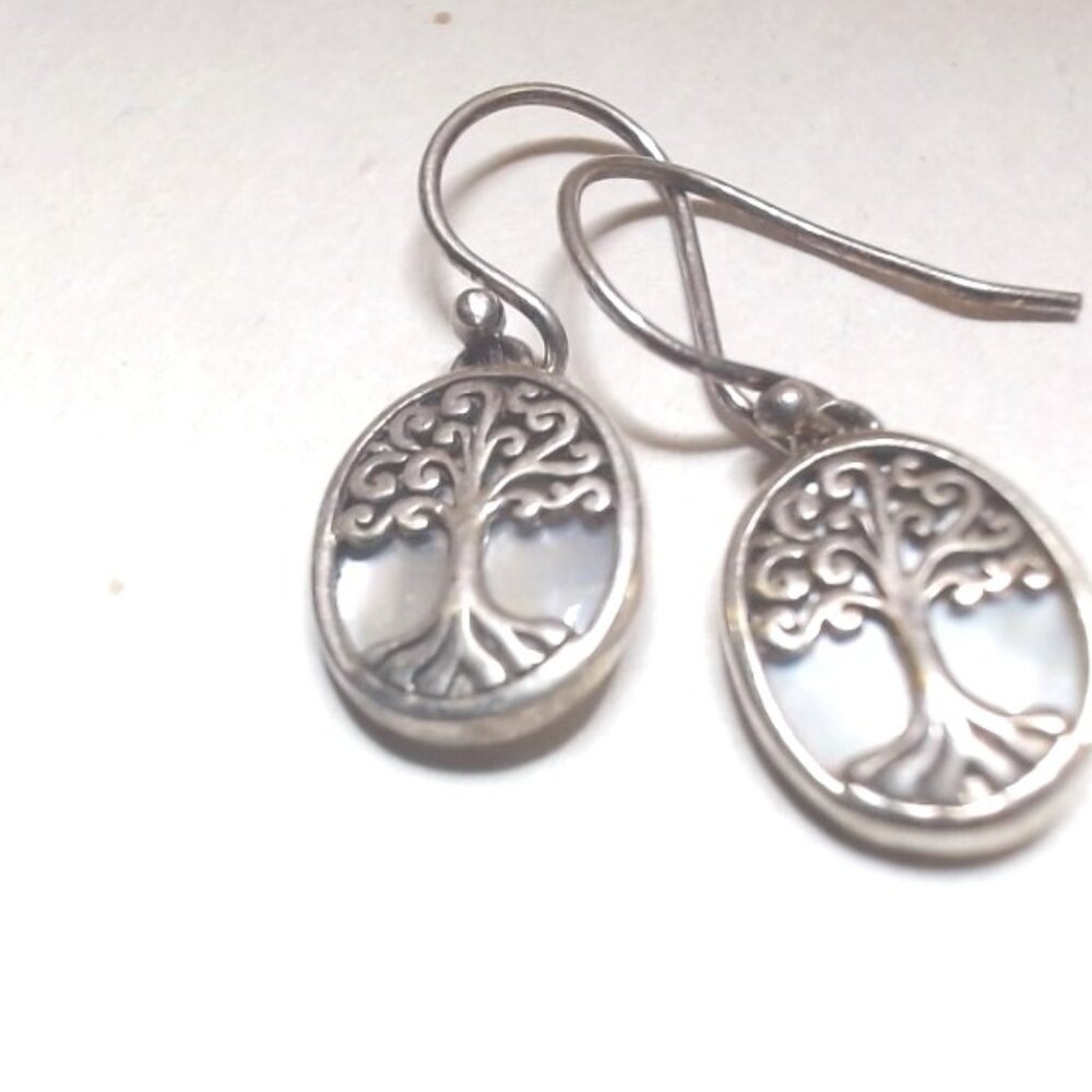 Mother of Pearl Tree of Life Earrings dangle drop